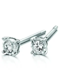 Boucles d'oreilles clous diamants or blanc 18 carats