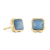 Boucles d'oreilles Coeur de Lion Birthstone Mars_x005f_x000D_dorées aventurine bleue