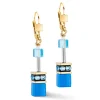 Boucles d'oreilles Coeur de Lion Geocube IconicMono dorées et turquoises
