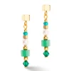 Boucles d'oreilles Coeur de lion Square Stripes_x005f_x000D_dorées et vertes