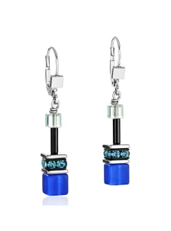 Boucles d'oreilles Coeur de Lion Géocube bleu-vert
