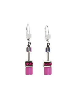 Boucles d'oreilles Coeur de Lion Geocube rose vif