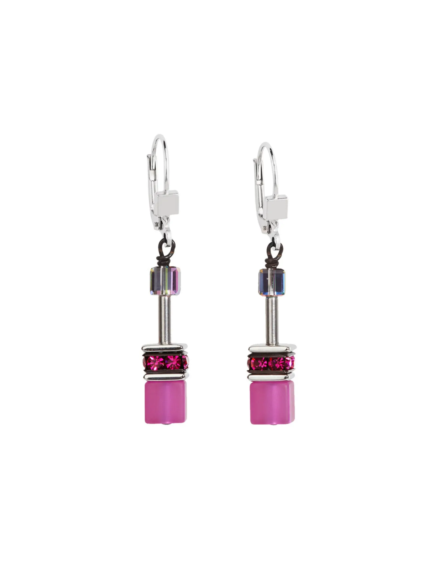 Boucles d'oreilles Coeur de Lion Geocube rose vif