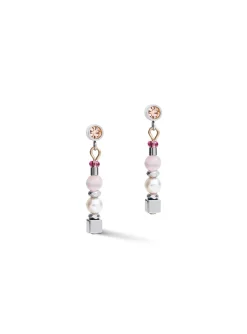 Boucles d'oreilles Coeur de Lion lilas beige