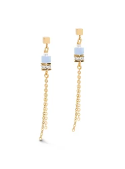 Boucles d'oreilles Coeur de Lion bleues longues