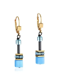 Boucles d'oreilles Coeur de Lion Geocube Rainbowdorées et bleues