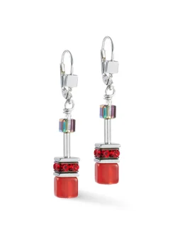 Boucles d'oreilles Coeur de Lion Geocube rouges