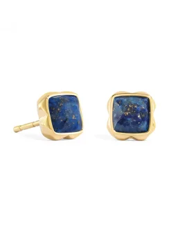 Boucles d'oreilles Coeur de Lion Birthstone_x005f_x000D_Septembre acier doré lapis lazuli