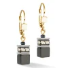 Boucles d'oreilles Coeur de Lion acier doré onyx