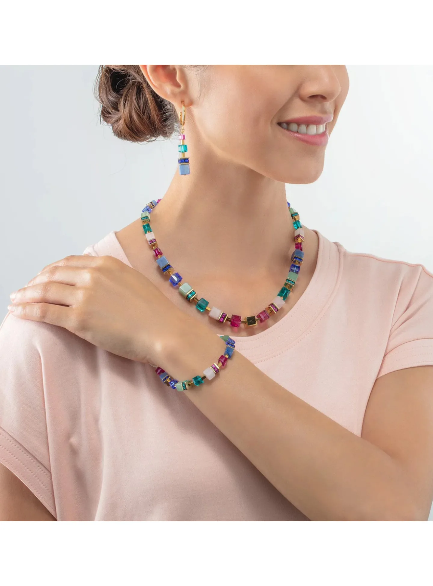 Boucles d'oreilles Coeur de Lion GéoCube multicolore
