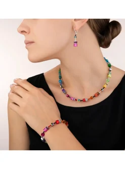 Boucles d'oreilles Coeur de Lion Geocube rose vif