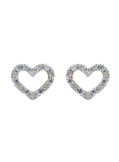 Boucles d'oreilles coeur or ajouré empierré