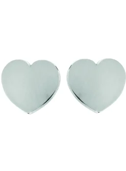 Boucles d'oreilles Coeur plat or blanc 18 carats