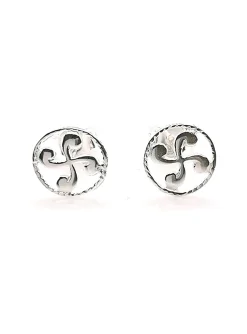 Boucles d'oreilles croix basque cordon argent 9 mm