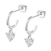 Boucles d'oreilles Créole Lotus Silver coeur