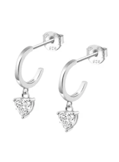 Boucles d'oreilles Créole Lotus Silver coeur