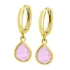 Boucles d'oreilles Créole Lotus Silver Solitaire_x005f_x000D_goutte rose et doré
