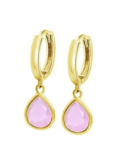 Boucles d'oreilles Créole Lotus Silver Solitaire_x005f_x000D_goutte rose et doré