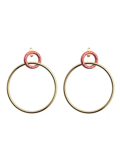 Boucles d'oreilles créoles Les Cadettes Poème_x005f_x000D_laquées rose