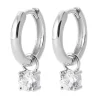 Boucles d'oreilles créoles Brillaxis pampille argent