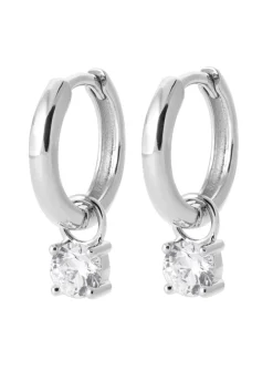 Boucles d'oreilles créoles Brillaxis pampille argent