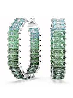 Boucles d'oreilles créoles Swarovski Matrix vertes