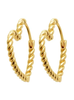 Boucles d'oreilles créoles Brillaxis coeur plaqué or
