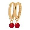 Boucles d'oreilles créoles Brillaxis pampille rouge