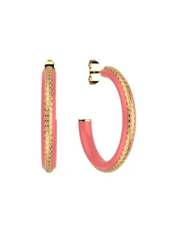 Boucles d'oreilles créoles Les Cadettes_x005f_x000D_Sunset laqué corail