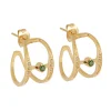 Boucles d'oreilles créoles Zag Bijoux double tige ac_x005f_x000D_ier doré oxyde vert