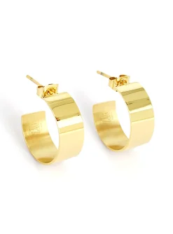 Boucles d'oreilles créoles Zag acier doré uni