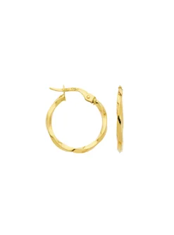 Boucles d'oreilles créoles torsadées or jaune 15 mm