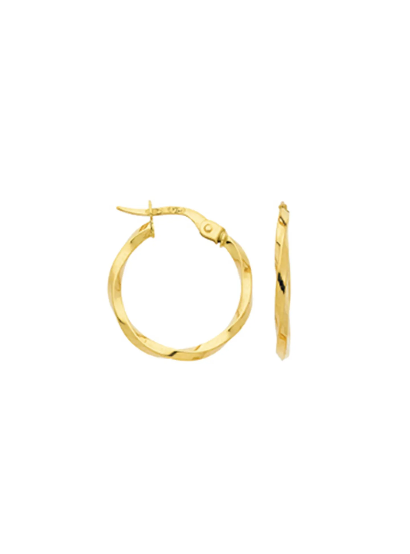 Boucles d'oreilles créoles torsadées or jaune 15 mm