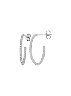 Boucles d'oreilles créoles or blanc diamants