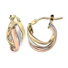 Boucles d'oreilles créoles 3 fils torsadés 3 ors
