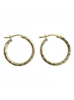 Boucles d'oreilles créoles torsadées or jaune 20 mm
