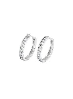 Boucles d'oreilles créoles Lotus Silver Oxydes 30mm