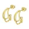 Boucles d'oreilles créoles Lotus Silver triple dorée
