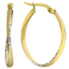 Boucles d'oreilles créoles ovales diamantées 2 mm