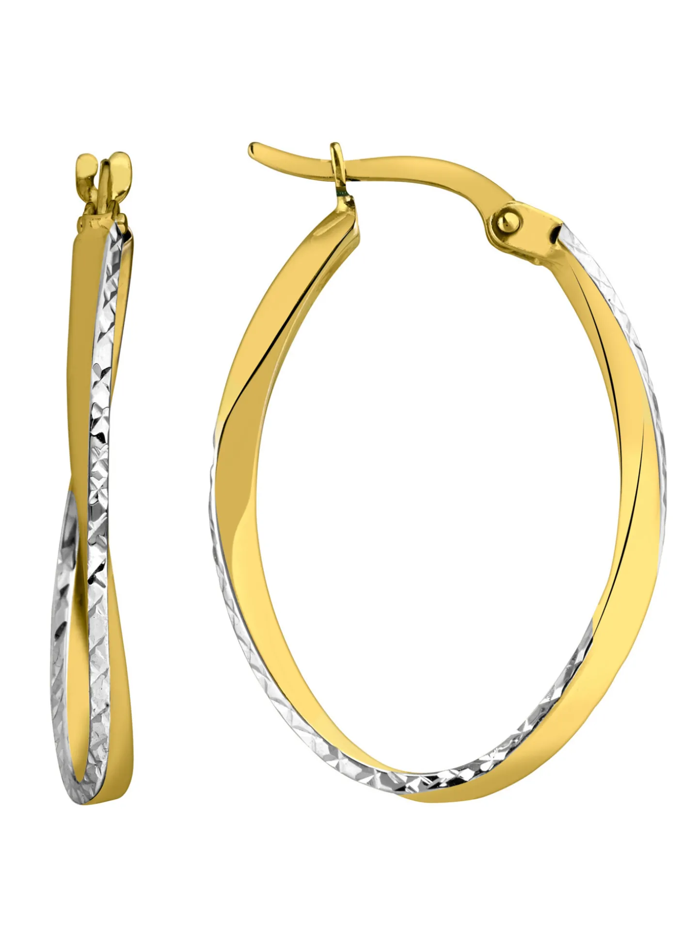 Boucles d'oreilles créoles ovales diamantées 2 mm