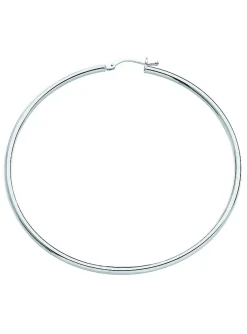 Boucles d'oreilles créoles or blanc 18 carats 55 mm.