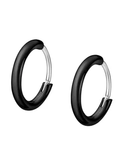 Boucles d'oreilles créoles homme Lotus acier noir