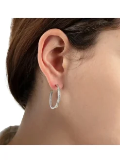 Boucles d'oreilles créoles Lotus Silver oxyde