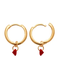 Boucles d'oreilles créoles Brillaxis pampille rouge