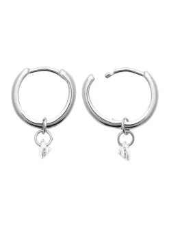 Boucles d'oreilles créoles Brillaxis pampille_x005f_x000D_blanche en argent