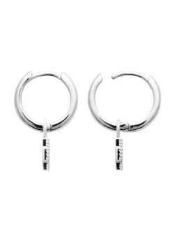 Boucles d'oreilles créoles Brillaxis croix argent