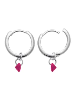 Boucles d'oreilles créoles Brillaxis pampille_x005f_x000D_fuschia argent