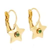 Boucles d'oreilles dormeuses Zag acier doré étoileoxyde vert