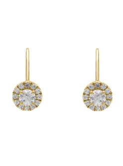 Boucles d'oreilles dormeuse Brillaxis_x005f_x000D_Oxydes de zirconium et or jaune 18k