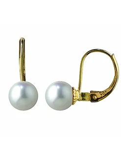 Boucles d'oreilles dormeuses perle de culture or